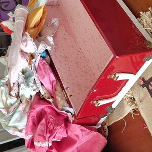 Vintage Doll Trunk With Doll Clothing